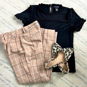 Fun work outfit! XS top. 0p pants. 6 flat shoe